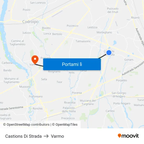 Castions Di Strada to Varmo map