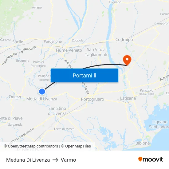Meduna Di Livenza to Varmo map