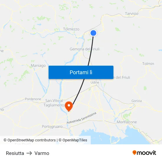 Resiutta to Varmo map