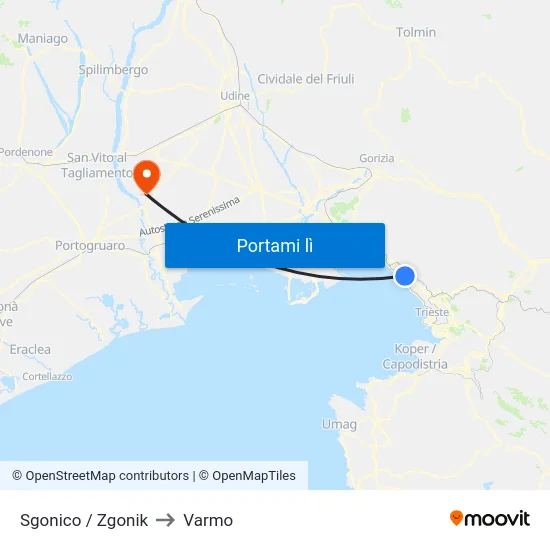 Sgonico / Zgonik to Varmo map