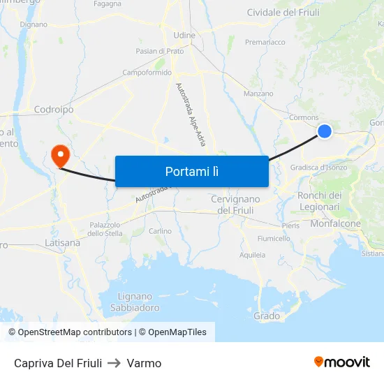 Capriva Del Friuli to Varmo map