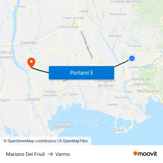 Mariano Del Friuli to Varmo map