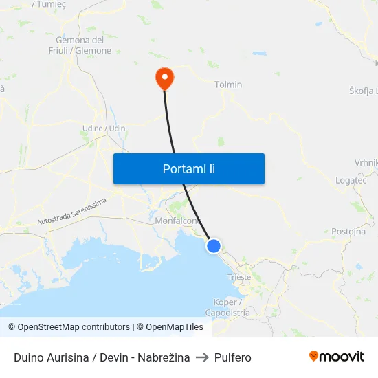 Duino Aurisina / Devin - Nabrežina to Pulfero map