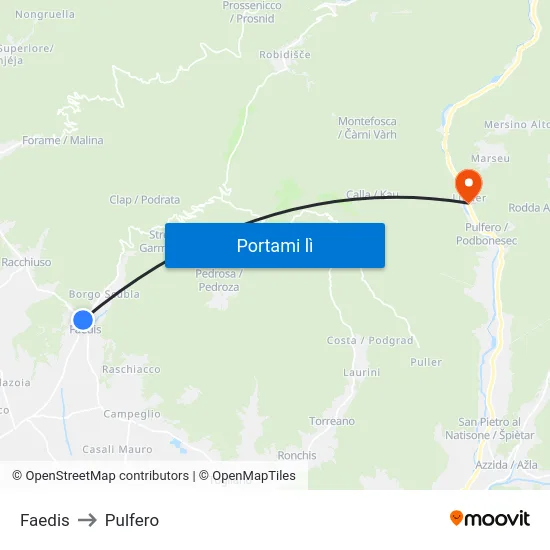 Faedis to Pulfero map