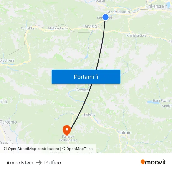 Arnoldstein to Pulfero map