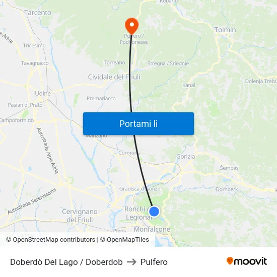 Doberdò Del Lago / Doberdob to Pulfero map
