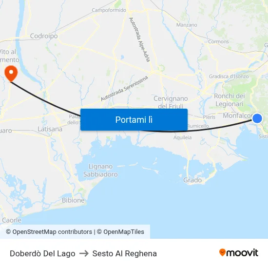 Doberdò Del Lago to Sesto Al Reghena map