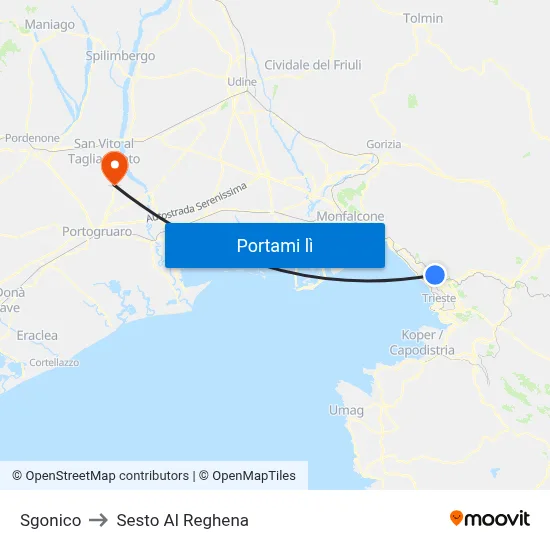 Sgonico to Sesto Al Reghena map