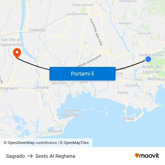 Sagrado to Sesto Al Reghena map