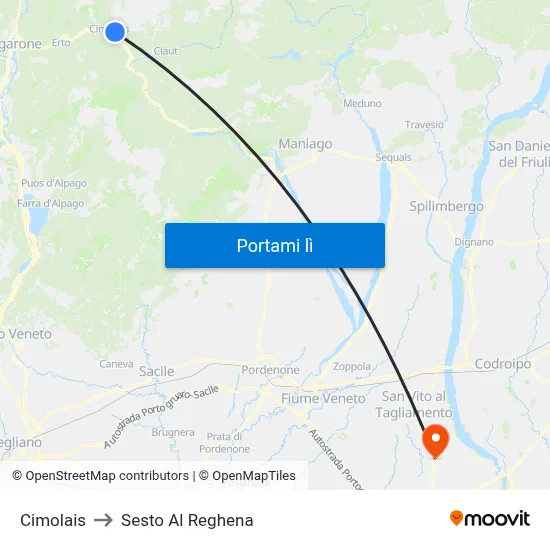 Cimolais to Sesto Al Reghena map