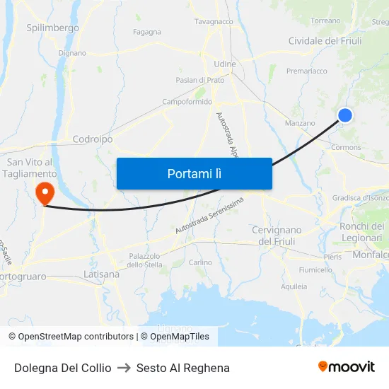 Dolegna Del Collio to Sesto Al Reghena map