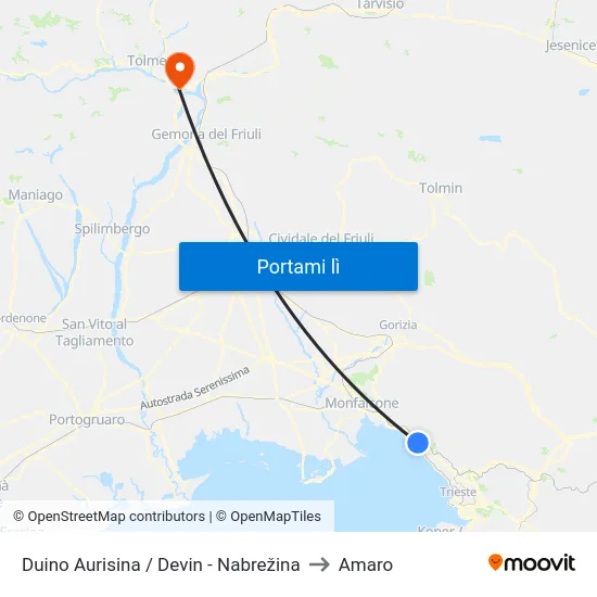 Duino Aurisina / Devin - Nabrežina to Amaro map