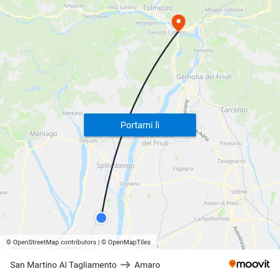 San Martino Al Tagliamento to Amaro map
