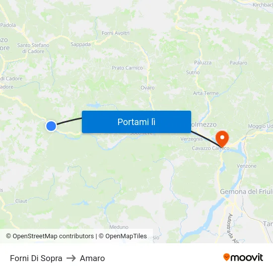 Forni Di Sopra to Amaro map