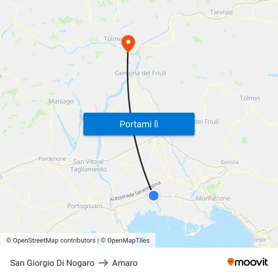 San Giorgio Di Nogaro to Amaro map