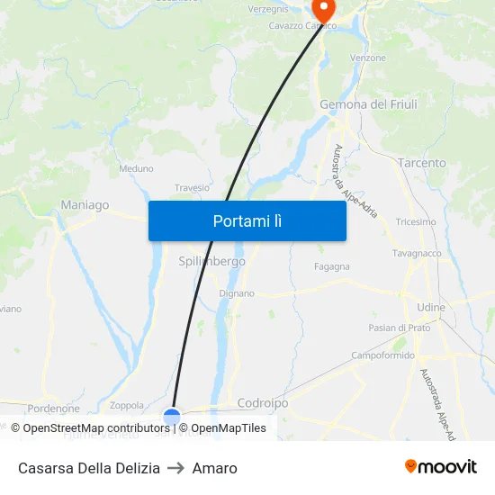 Casarsa Della Delizia to Amaro map