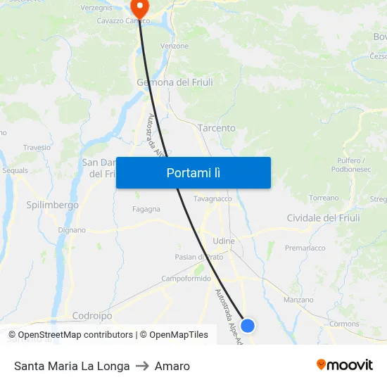 Santa Maria La Longa to Amaro map