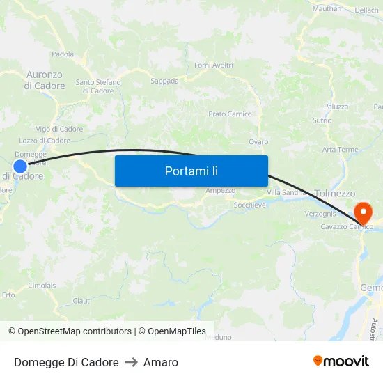 Domegge Di Cadore to Amaro map