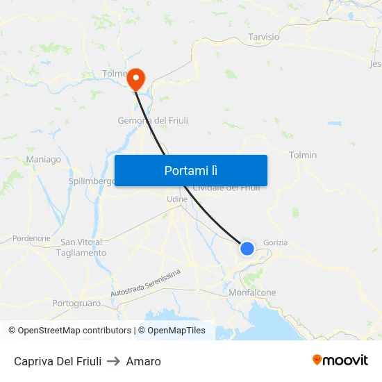 Capriva Del Friuli to Amaro map