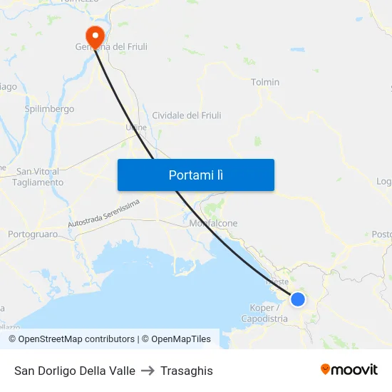 San Dorligo Della Valle to Trasaghis map