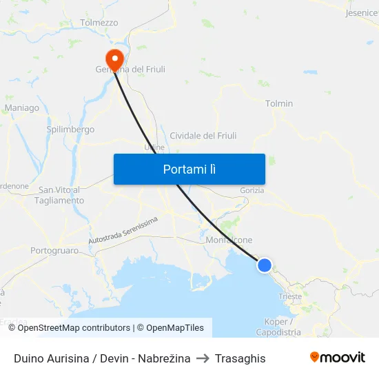 Duino Aurisina / Devin - Nabrežina to Trasaghis map