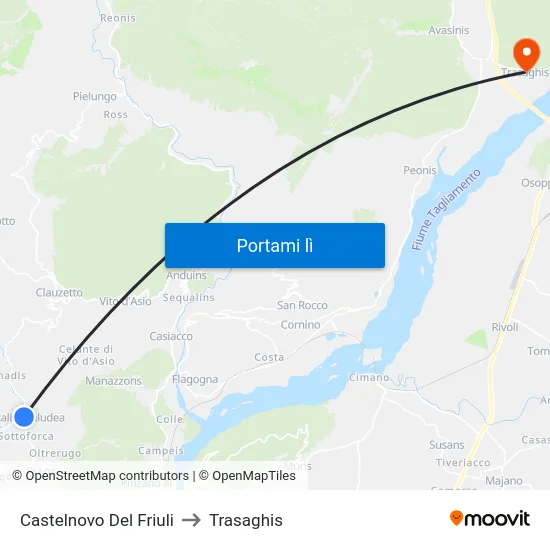 Castelnovo Del Friuli to Trasaghis map