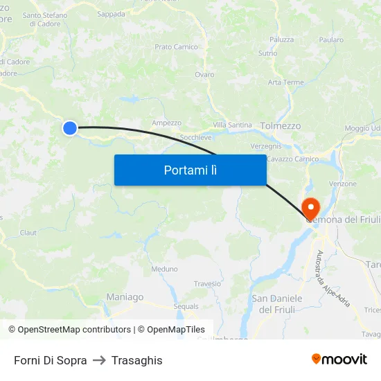 Forni Di Sopra to Trasaghis map