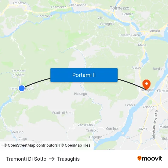 Tramonti Di Sotto to Trasaghis map