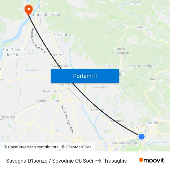 Savogna D'Isonzo / Sovodnje Ob Soči to Trasaghis map