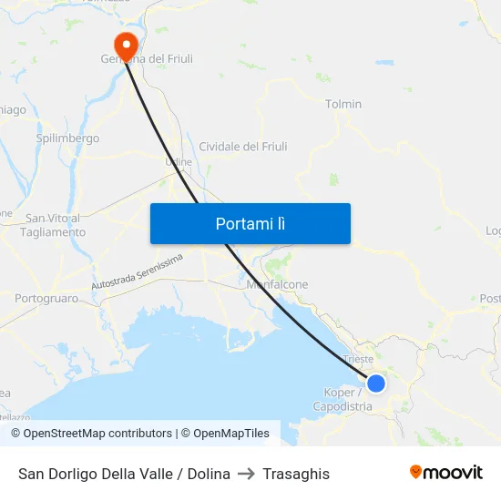 San Dorligo Della Valle / Dolina to Trasaghis map