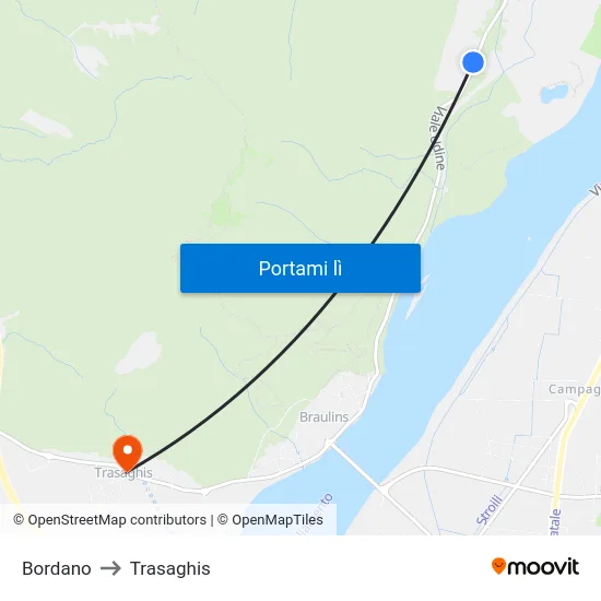 Bordano to Trasaghis map