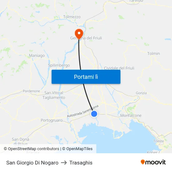 San Giorgio Di Nogaro to Trasaghis map
