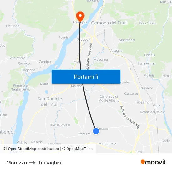 Moruzzo to Trasaghis map