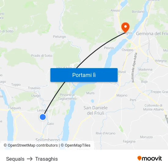 Sequals to Trasaghis map