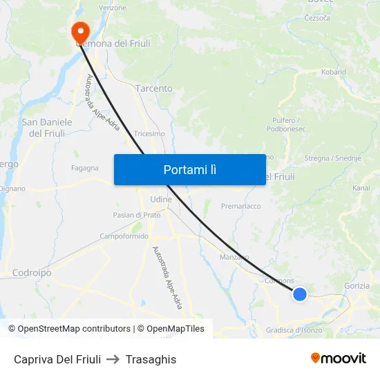 Capriva Del Friuli to Trasaghis map