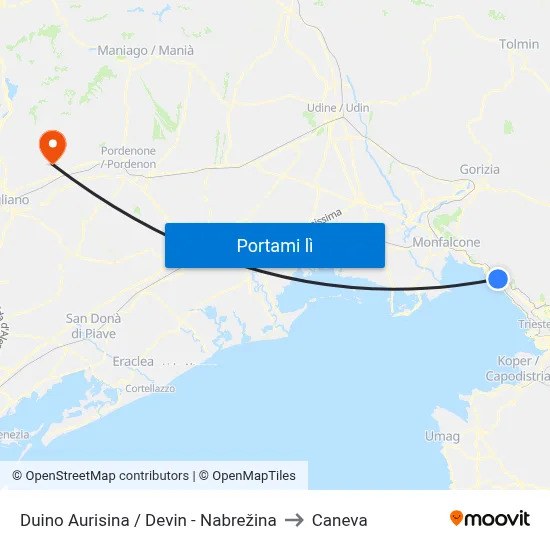 Duino Aurisina / Devin - Nabrežina to Caneva map