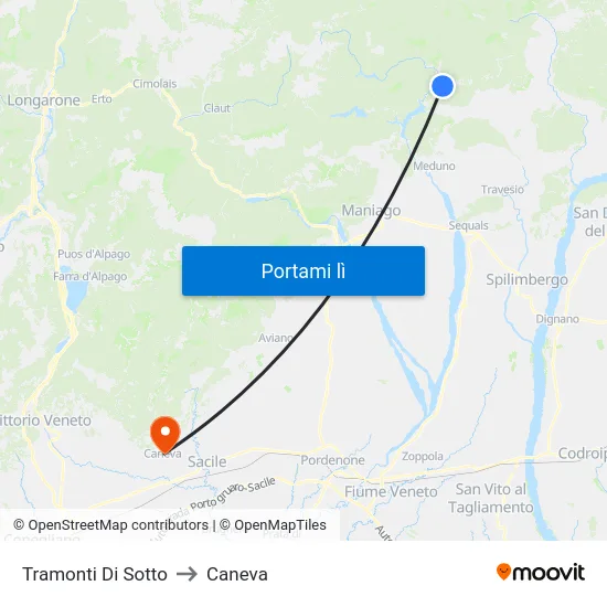 Tramonti Di Sotto to Caneva map