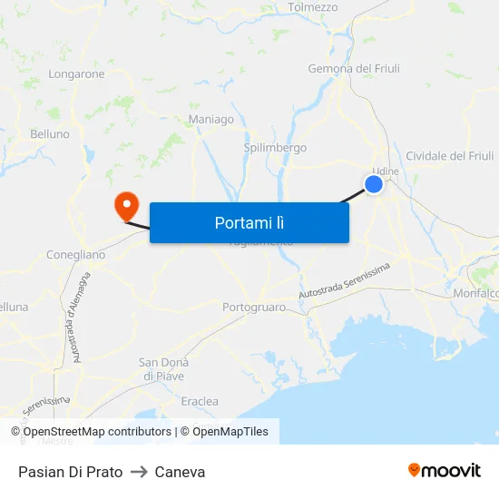 Pasian Di Prato to Caneva map