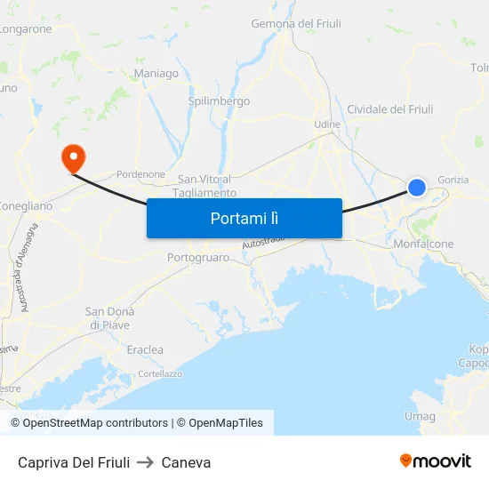 Capriva Del Friuli to Caneva map