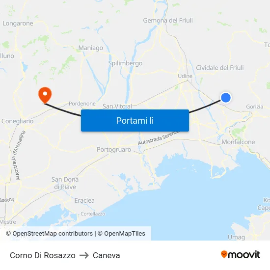 Corno Di Rosazzo to Caneva map