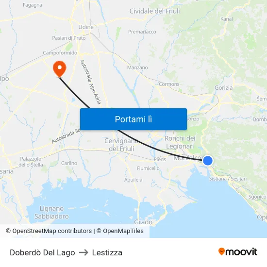 Doberdò Del Lago to Lestizza map