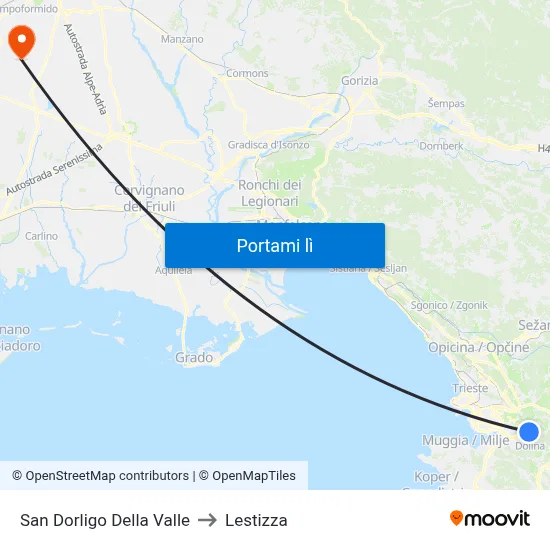 San Dorligo Della Valle to Lestizza map