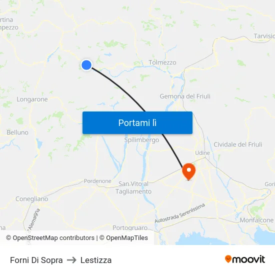 Forni Di Sopra to Lestizza map