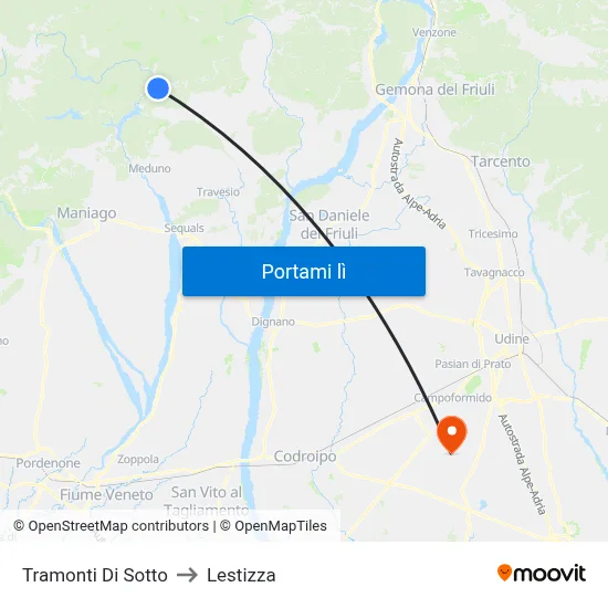Tramonti Di Sotto to Lestizza map