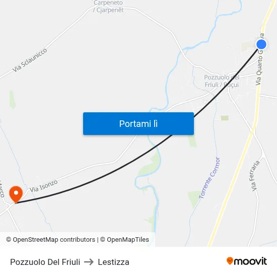 Pozzuolo Del Friuli to Lestizza map