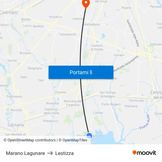 Marano Lagunare to Lestizza map