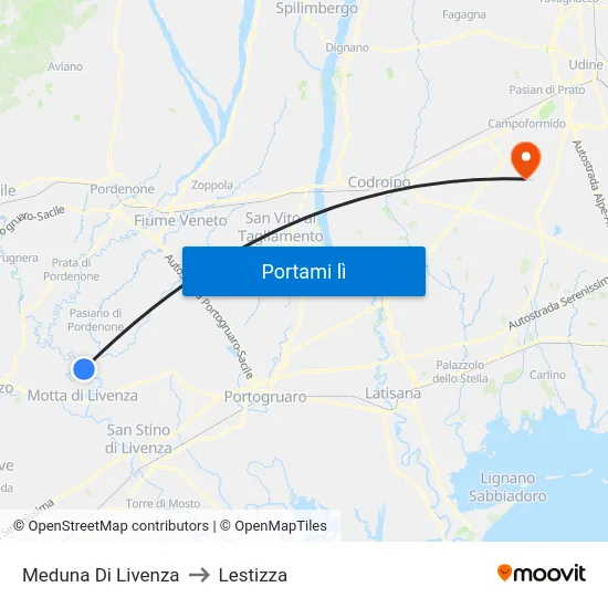 Meduna Di Livenza to Lestizza map
