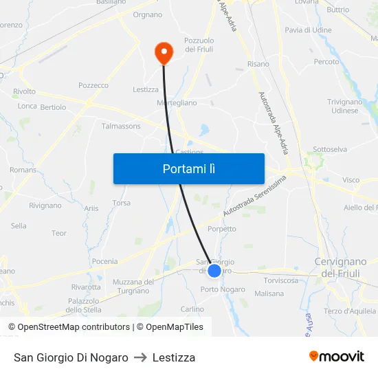 San Giorgio Di Nogaro to Lestizza map