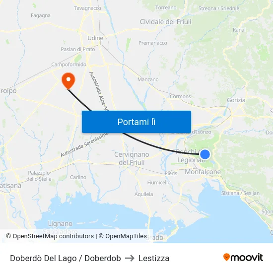 Doberdò Del Lago / Doberdob to Lestizza map