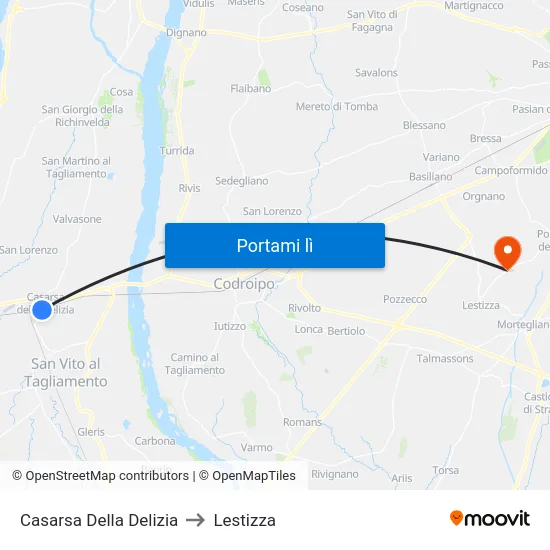 Casarsa Della Delizia to Lestizza map